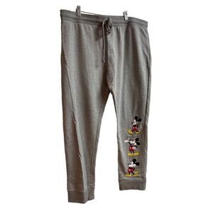 Disney Women's Gray Mickey Mouse Print Drawstring Jogger Pants Size XL 15/17